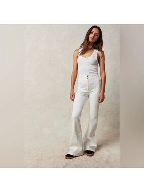 FREE PEOPLE WE THE FREE JAYDE FLARE JEANS WHITE 28 high rise denim hippie